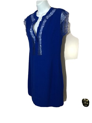 Electric Blue Lace Trimmed Mini Dress by Sandro Paris- XS/S
