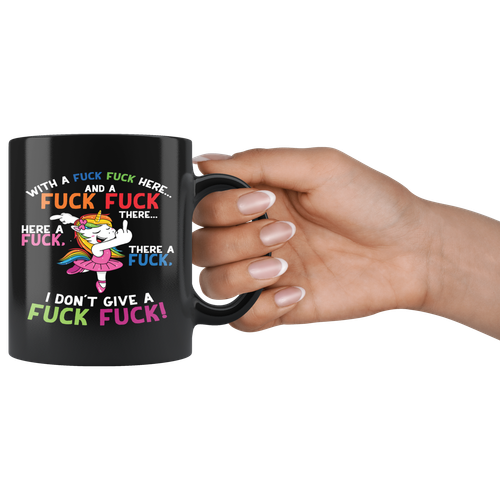 UNICORN I Don't Give A F#ck F#ck Funny Black UNICORN Mug 11 oz Funny Gift - Picture 3 of 4
