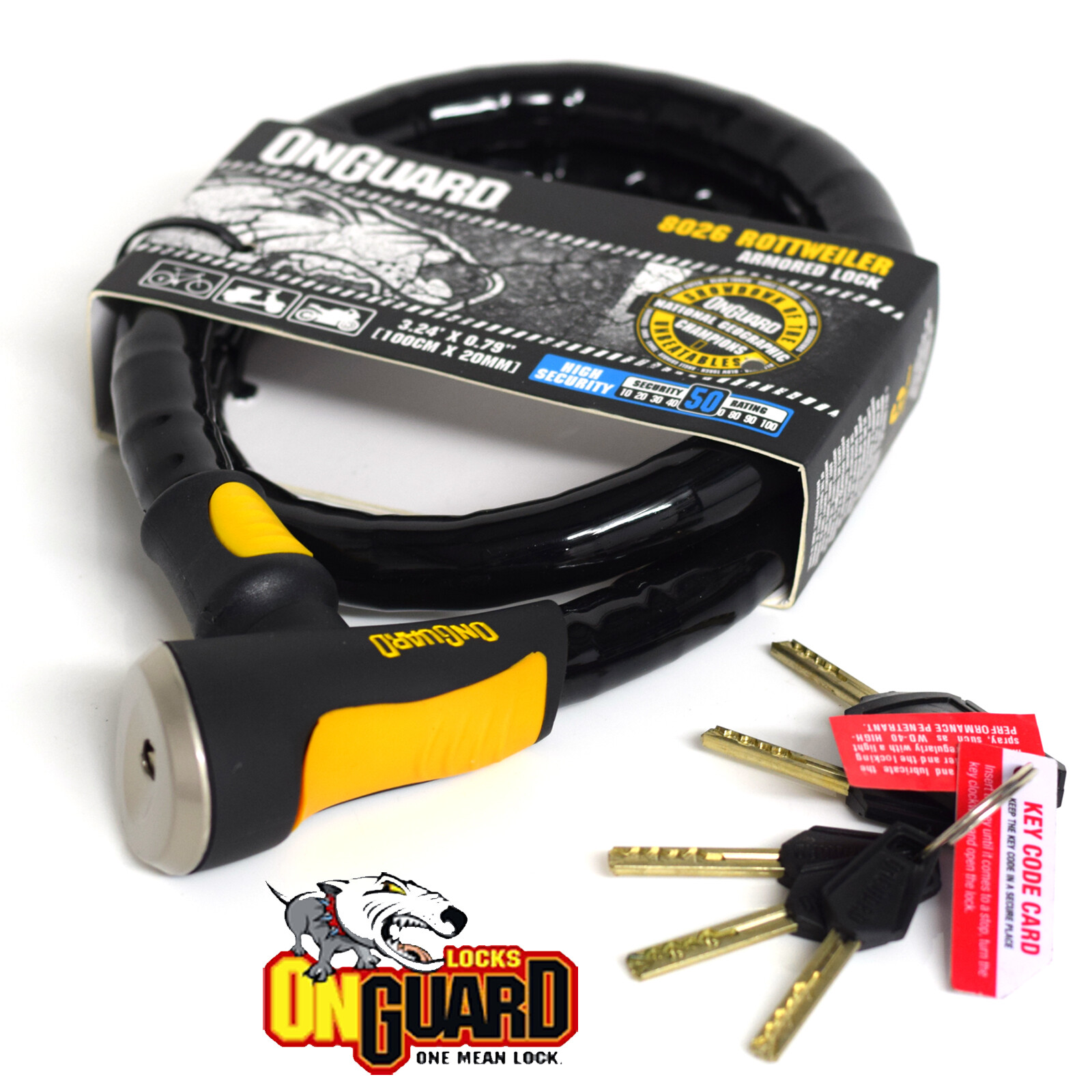 Onguard Bike Lock Rottweiler 8026 Armoured Bike Cable Lock Anti Theft Security eBay