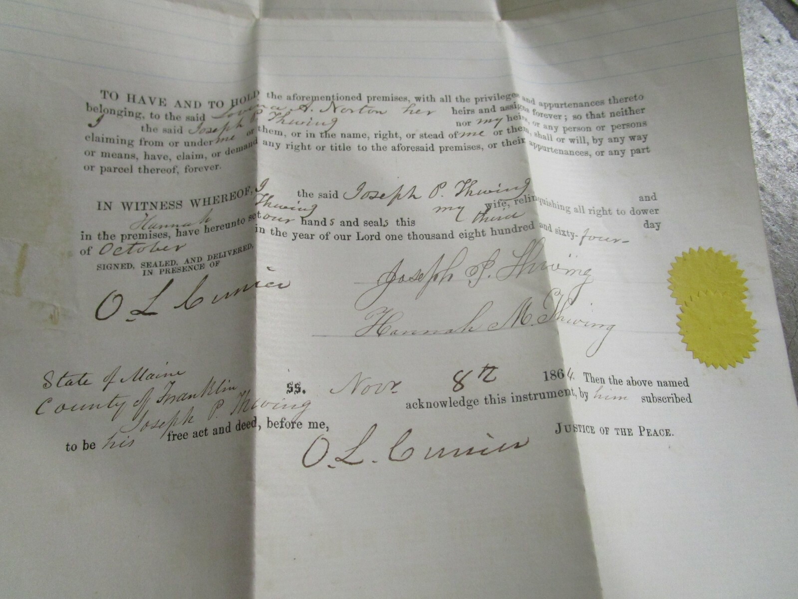 1 Old Deed Civil War 1864 FRANKLIN COUNTY MAIN Land Deed Paper eBay
