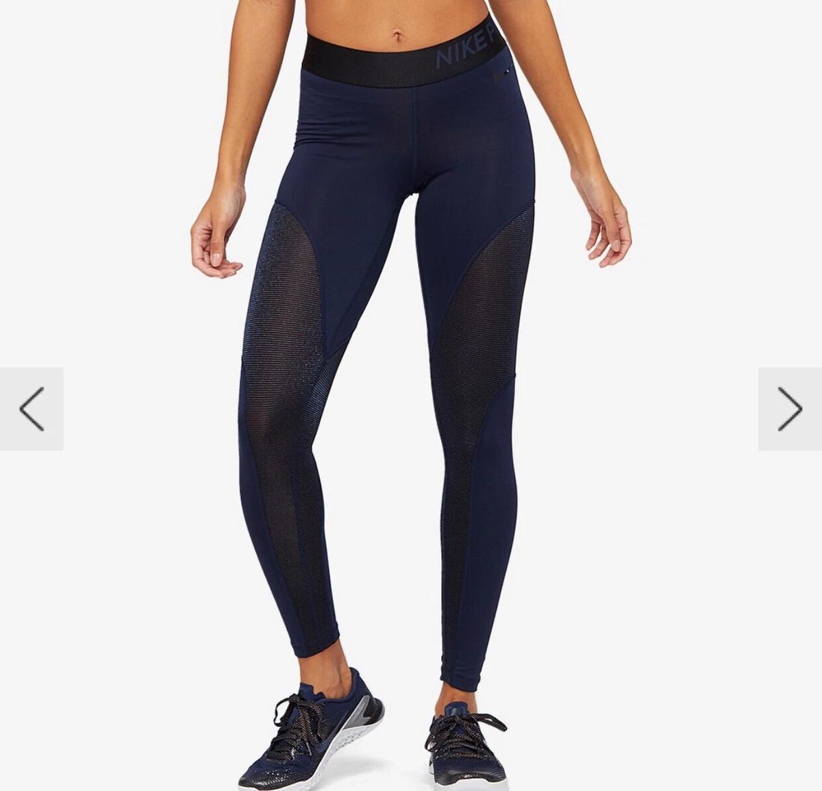 $60 NEW Nike Pro Warm 7/8 Length Obsidian Sparkle Training Tights AO9228  SMALL