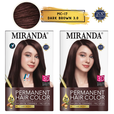 2X MIRANDA Premium 3D Permanent Hair Dye Shiny Soft Color #MC-17