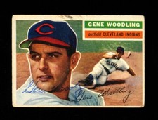 1956 TOPPS GENE WOODLING #163 INDIANS SIGNED AUTOGRAPH VINTAGE