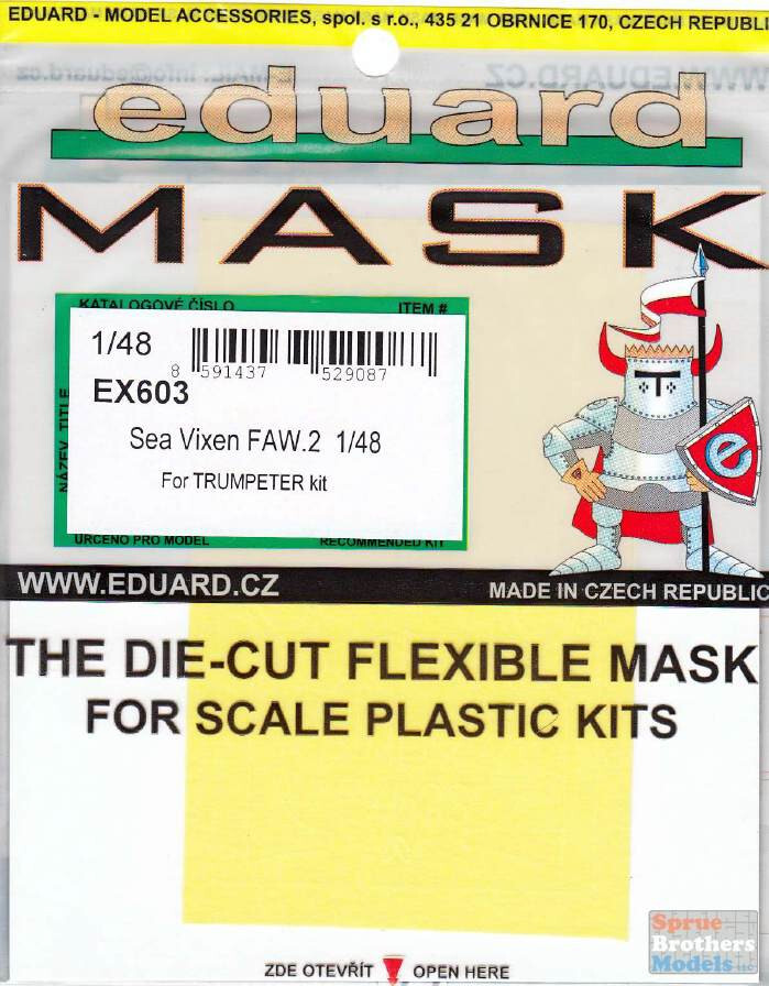 Eduard 1/48 Scale Masks for Sea Vixen FAW.2 by Trumpeter - EX603 Eduard 1/48 Scale Masks for Sea Vixen FAW.2 by Trumpeter - EX603