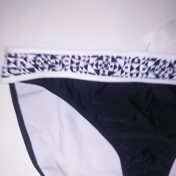 Parte inferior de bikini de natación Joe Boxer talla grande negro blanco con bandas traje de baño Foto 2 de 3
