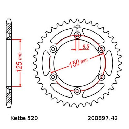 Kettensatz KTM Sting 125 97-00 Kette RK 520H 118 offen 13/42 - Bild 3 von 4