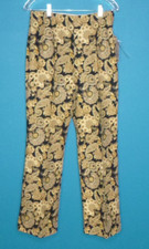 NOS Vtg 60s 70s Pantasticks Mod Black Gold Gray Paisley Flare Pants W 30"