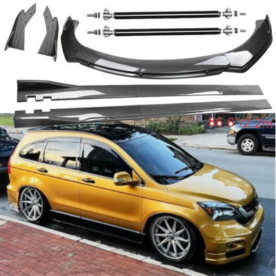 For Honda Pilot 03-23 Carbon Fiber Front Bumper Lip Spoiler 86.6'' Side Skirt Kit
