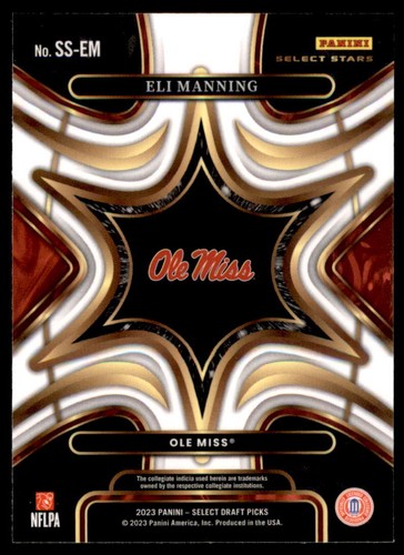 2023 Panini Select Draft Picks Select Stars Eli Manning Ole Miss Rebels #SS-EM - Picture 2 of 2