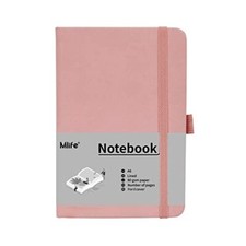 A6 Small Journal Notebook, Lined Pocket Notebook with Pen Holder, 1 Pack Pink