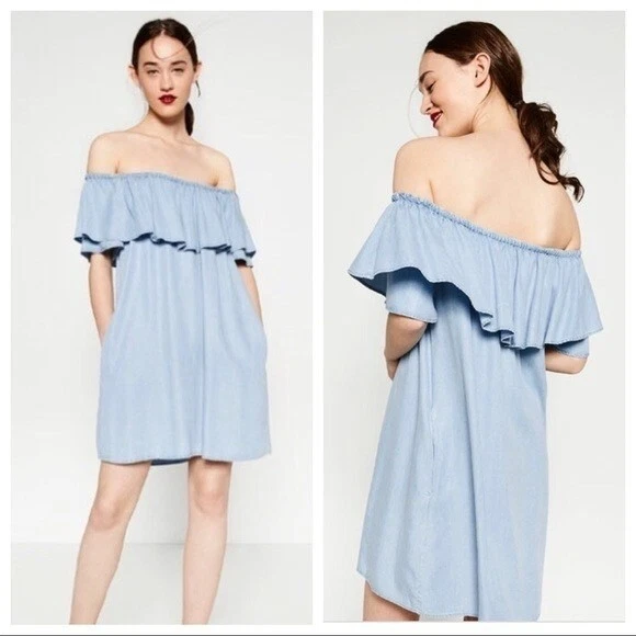 Zara chambray cheap dress