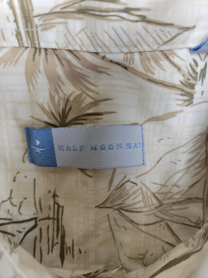 Half Moon Bay Shirt Men's Size Large Button Up Short Sleeve Palm Tree Print - Image 2 of 4
