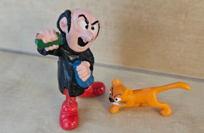Smurfs Gargamel & Azrael Cat Smurf Vintage Figures PVC Toy Figurines 80s Clean