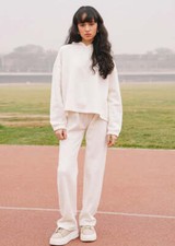 Ladies Relaxed Fit Fleece Hoodie White