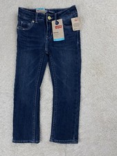 Levi s Jeans Girls 4 Reg Adjustable Waist Blue Denim Flap Pockets NEW