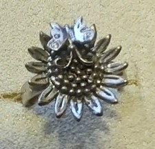 REAL STERLING SILVER SUN FLOWER  Butterfly RING size 5 1/2  266 