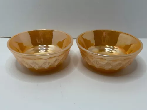 Fire king Peach Luster Kimberly Diamond 5” Bowls Set of 2