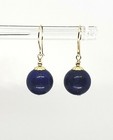 14k Yellow Gold Genuine Lapis Lazuli Drop Dangle Earrings — photo 1