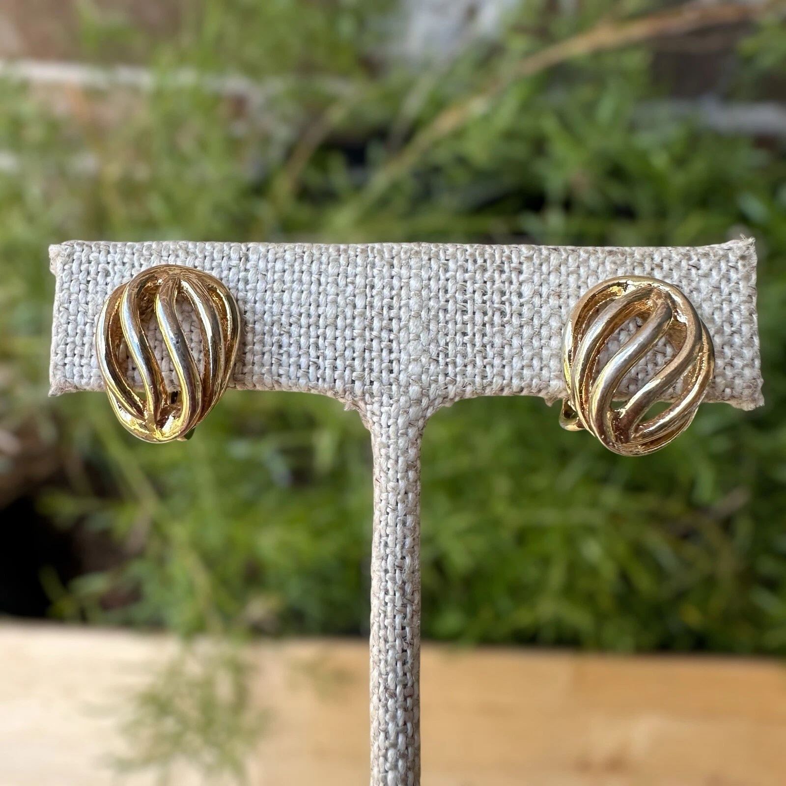 Boucles d'oreilles clips vintage Christian Dior plaqué or créateur mode bijou 5/8