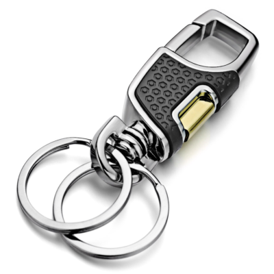 2-Pack Universal Metal Keychain With Key Rings & D-Ring - 360 Rotating Key Fob Holder For Car Keys, Black+Silver - View #8