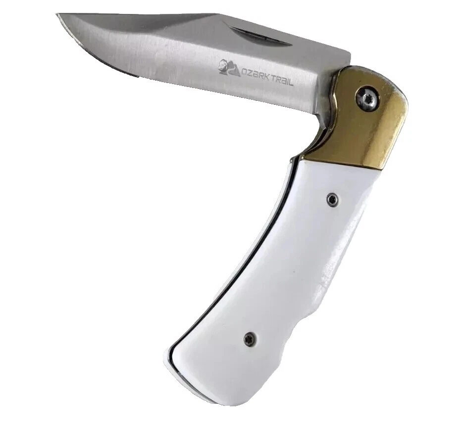 Hoja de Acero Inoxidable Mango de latón Blanco cuchillos plegables modernos de colección