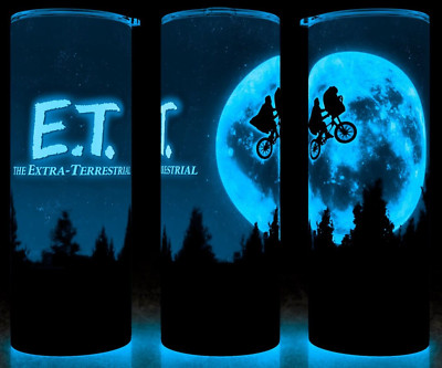 Glow in the Dark ET 80s Extra Terrestrial Alien Classic Movie Cup Tumbler  20oz