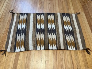 Vintage Handmade 1970s Indigenous Wool Woven Run Made In Arizona, USA, As Is
