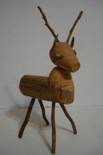 Rustic Reindeer Wooden Branch  Twig Christmas D cor Folk Art Figurine