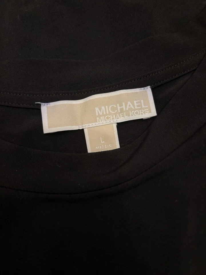 NWOT! Michael Kors Black Sleeveless Top With O-ring Trim Twist Front Detail Sz L - Image 4 of 4