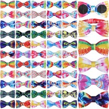 60 Pcs Tie Dye Dog Collar Bow Ties Bulk Dog Grooming Supplies Bowtie Accessor...