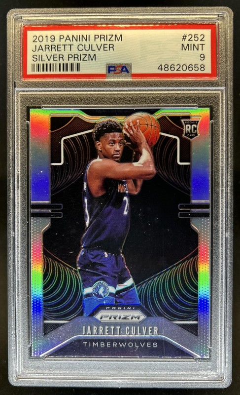2019-20 Panini Prizm Jarrett Culver RC Prizm Silver #252 Timberwolves PSA 9