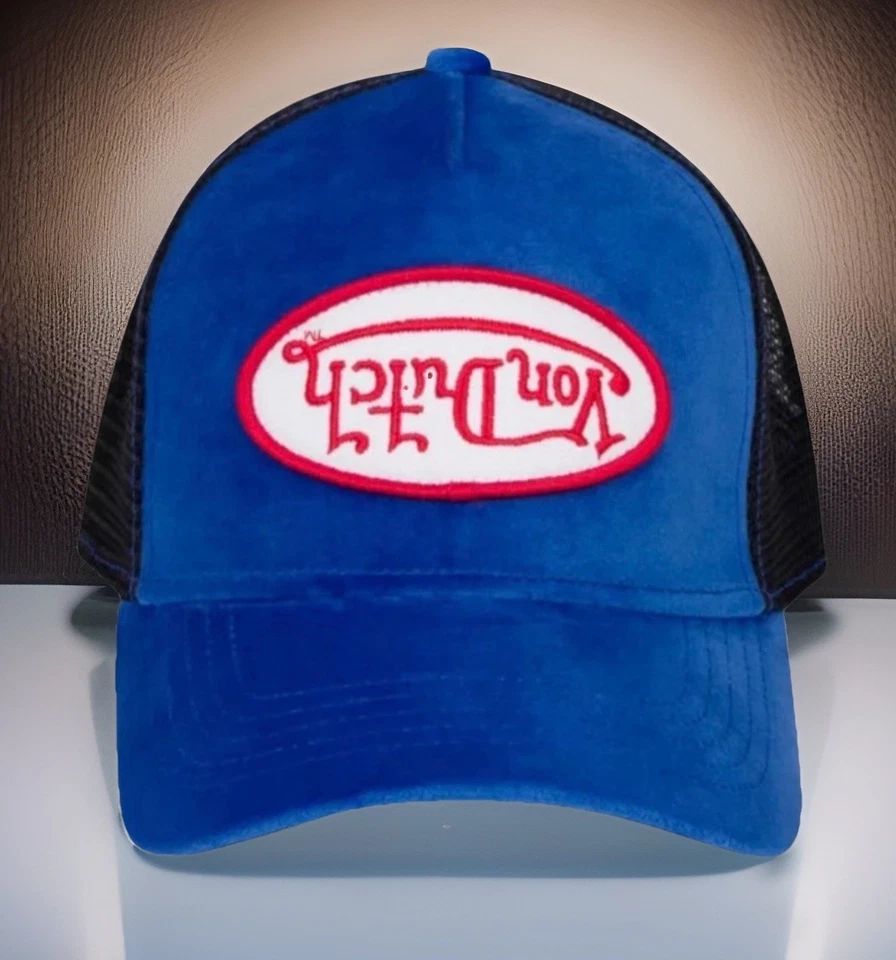 Sombrero de Camionero Von Dutch Snapback Azul Terciopelo Bordado Parche Logo Nuevo Envío Rápido Foto 2 de 4