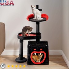 Gothic Halloween Cat Tree W/ Scratching Post Spider Ball Cozy Condo Cats New