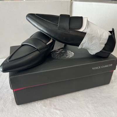 Vince Camuto VC Azur pointed-toe Black leather loafers Women s Size 8~ NIB ~Flat