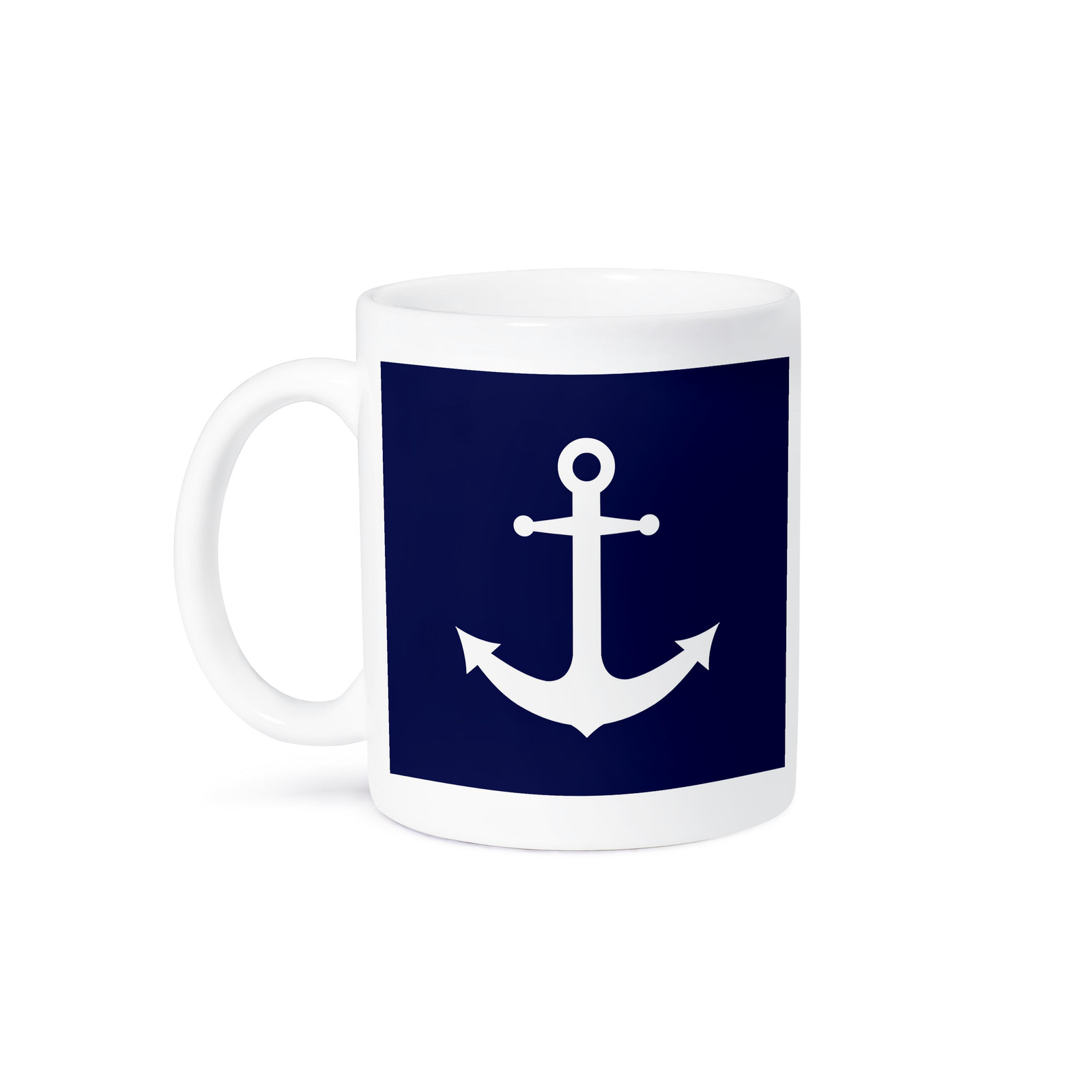 Navy Blue and White Nautical Anchor Design Coffee Mug by 3dRose