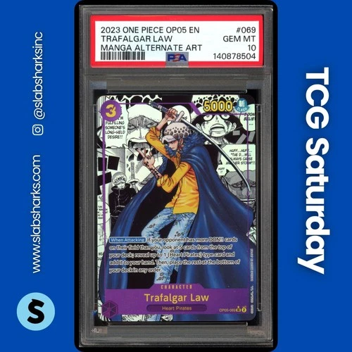 2023 ONE PIECE AWAKENING OF NEW ERA #OP05-069 TRAFALGAR LAW MANGA ALT ART PSA 10