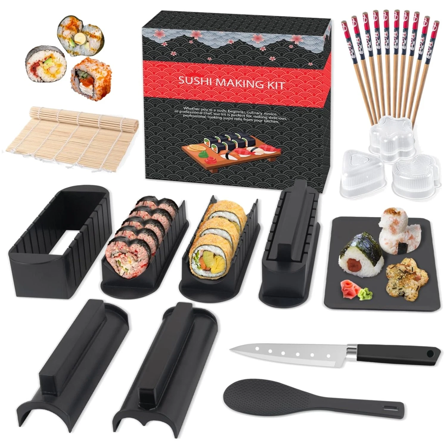 Complete Sushi Making Kit with Knife and Rolling Mat
Opens in a new window or tab