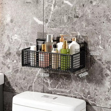 Wall-Mounted Bathroom Shelf No-Drill Storage Rack Hanging Basket for Kitchen Toi