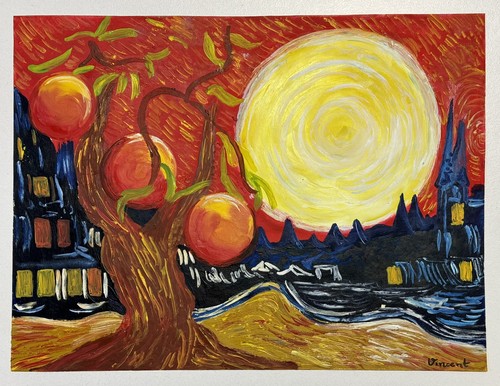 Vincent van Gogh (handgemacht) Ölzeichnung auf altem Papier signiert & gestempelt, Vintage Kunst - Bild 1 von 4