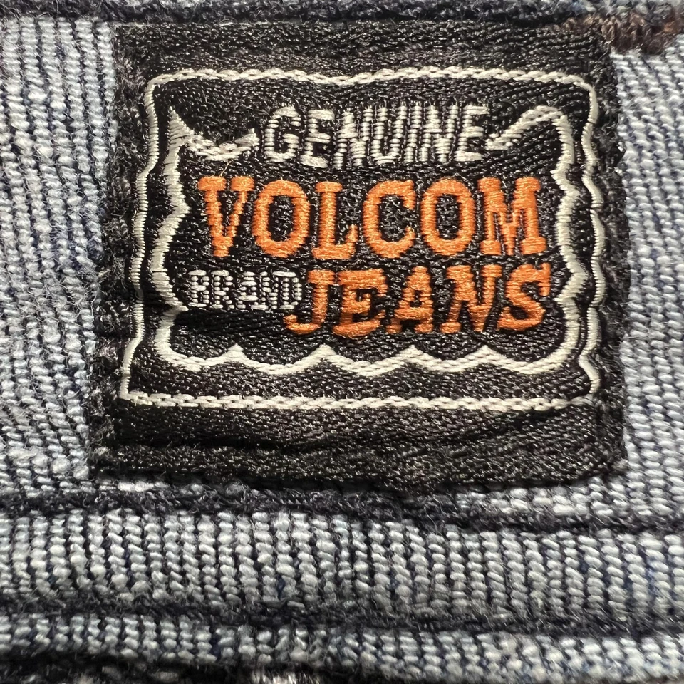 Volcom Jeans Mens 36 Blue Button Fly Straight Leg Denim Distressed Hem - Image 4 of 4