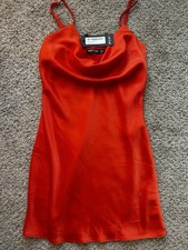 Nasty Gal Orange cowl neck Dress Size 4 NWT side zipper brand new