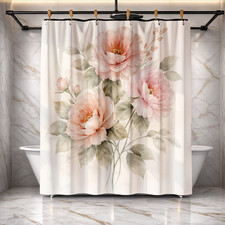 Vintage Pink Rose Floral Shower Curtain 72x72 Polyester Bathroom Decor