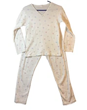 Ocello Thermal Pajama Set Top and Pants Vintage Made in USA Floral Womens Medium