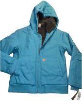 NWT Carhartt Kids 10-12 Sherpa L Hooded canvas Jacket Summer Camp