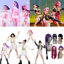 Kids Girls KPop Demon Hunters Costume Rumi Zoey Mira Cosplay Dress Outfits Wigs