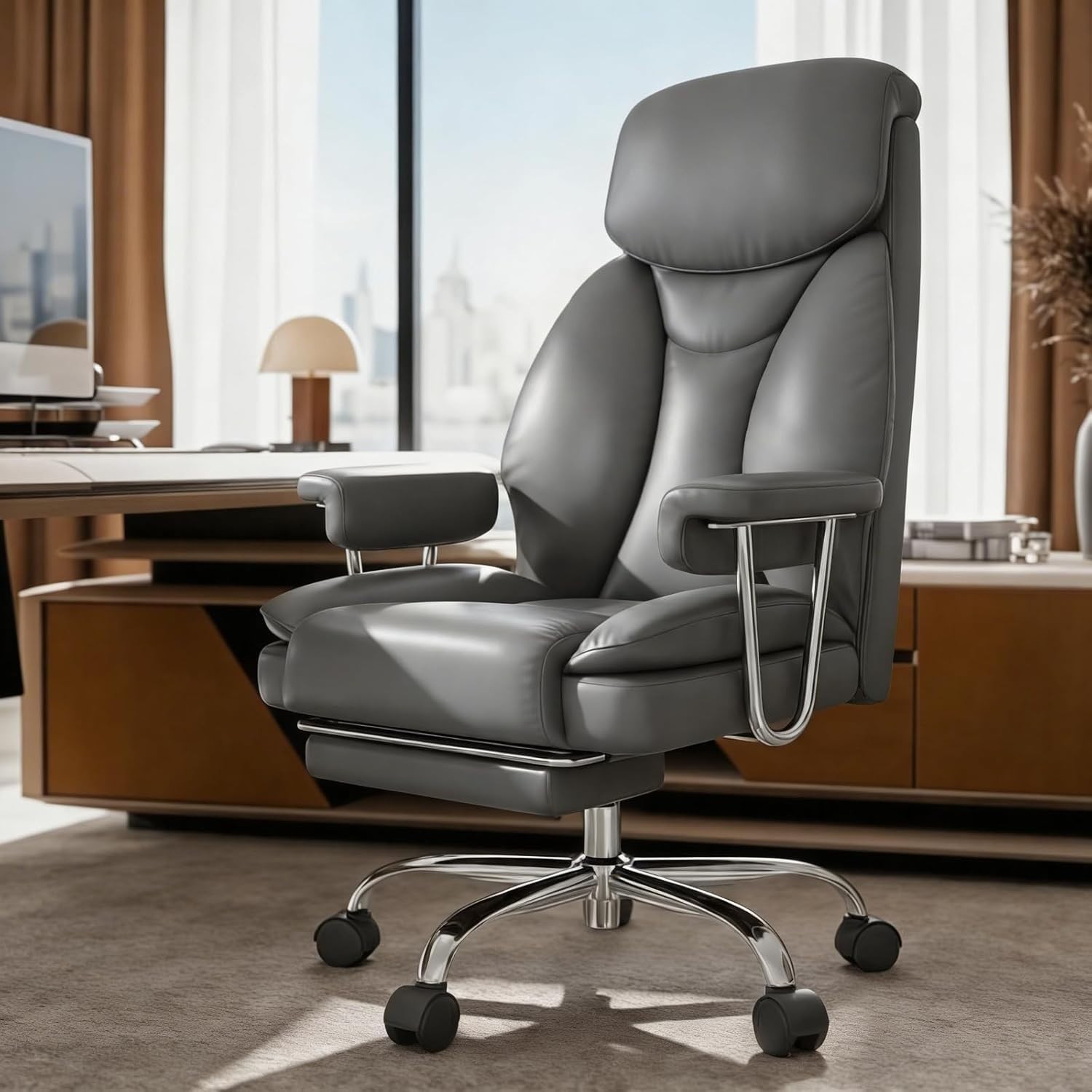Reclining High Back Leather Computer Chair