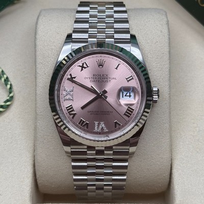 Rolex Datejust 36 NEW 2026 Pink Roman Diamond 6 9 Dial Stainless Steel Jubilee