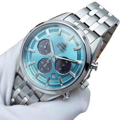 Orient Stretto Sapphire Crystal Blue Dial Chronograph RN-TX0304L Men's Watch