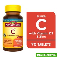 Super C with Vitamin D3 and Zinc Tablets Dietary Supplement, 70 Count