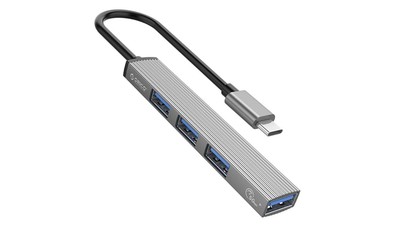 Orico Hub USB-C, USB-A 5Gbps, 3*USB-A 2.0, aluminiowy